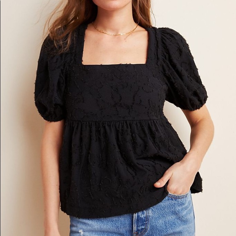 Anthro Maeve Batia Textured Babydoll Top NWT